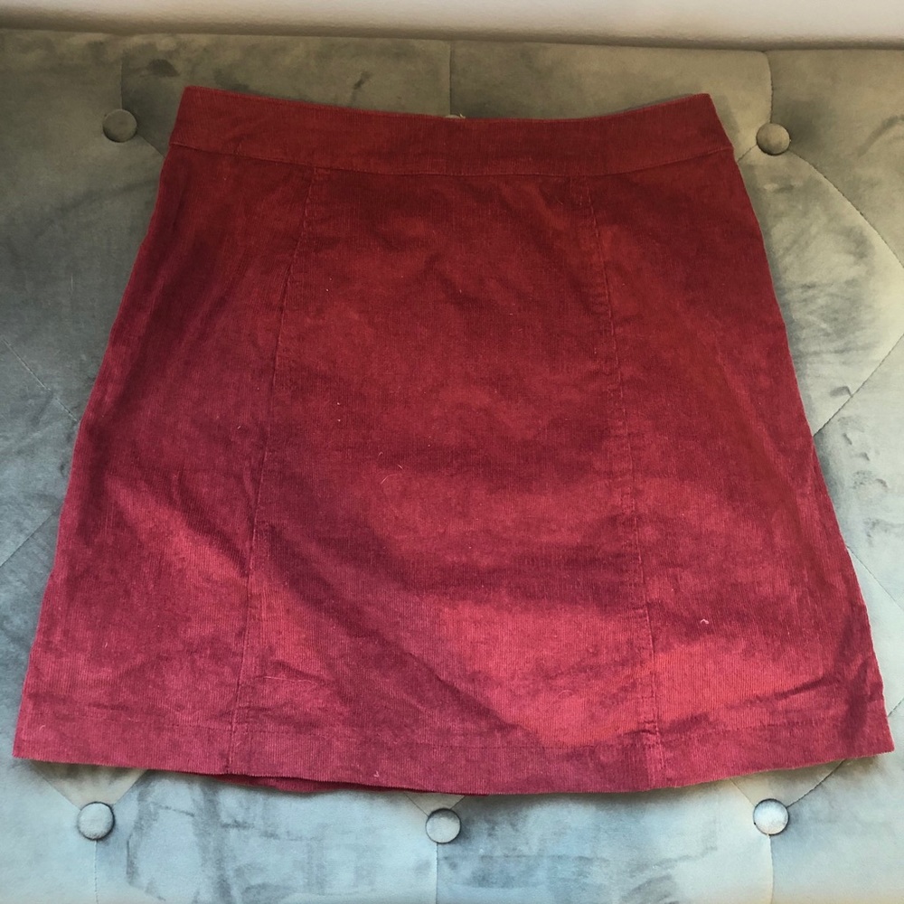 Small Red Corduroy Mini Skirt - Picture 2 of 6